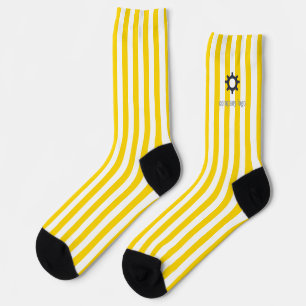 Chaussette Logo promotionnel de l'entreprise rayée jaune et b