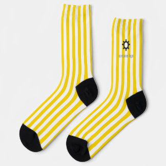Chaussette Logo promotionnel de l'entreprise rayée jaune et b