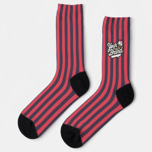 Chaussette Logo promotionnel de l'entreprise rayée rouge et n