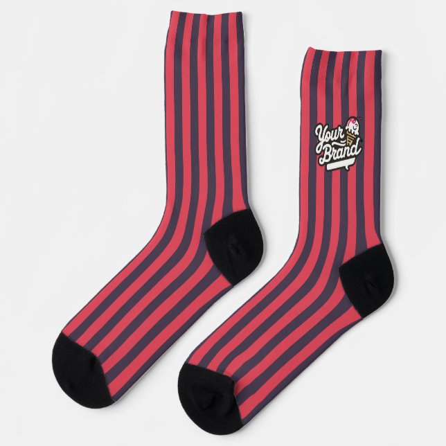 Chaussette Logo promotionnel de l'entreprise rayée rouge et n (Gauche)