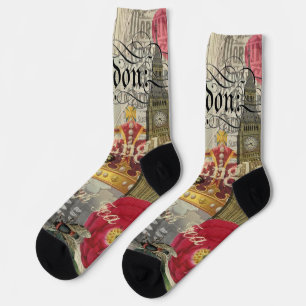 Chaussette Londres Angleterre Voyage Europe Vintage Art