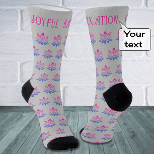 Chaussette Lotus flower texte personnalisé motif gris