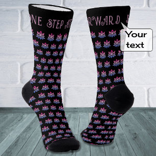 Chaussette Lotus flower texte personnalisé motif noir