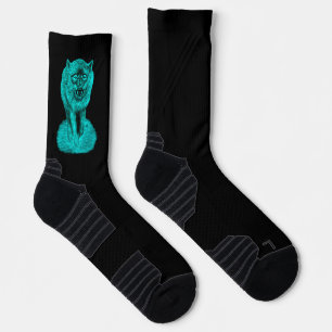 Chaussette Loup noir en colère dans les chaussettes de nuit