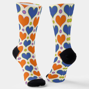 Chaussette Love Hearts & motif Pois en Blue & Orange