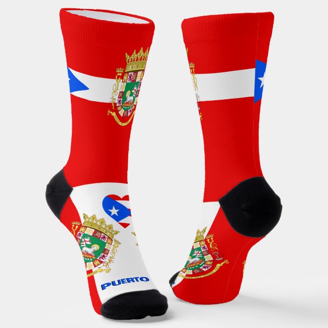 Chaussette Love Porto Rico Patriotic, drapeau portoricain (Angulaire)