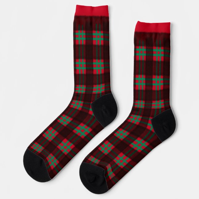Chaussette Lumber Jack Red and Green Plaid Pattern Squares (Gauche)