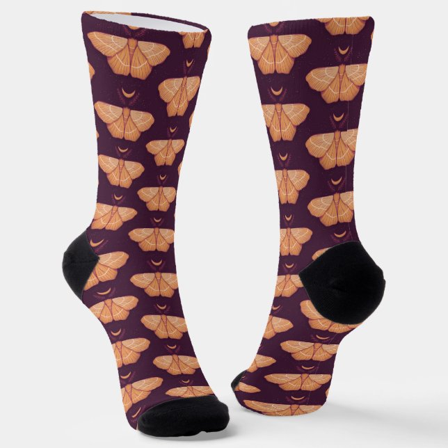 Chaussette Lune de papillon pourpre de l'insecte magique Goth (Angulaire)