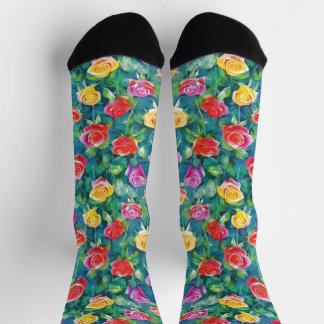 Chaussette Lush flowers garden watercolor pattern