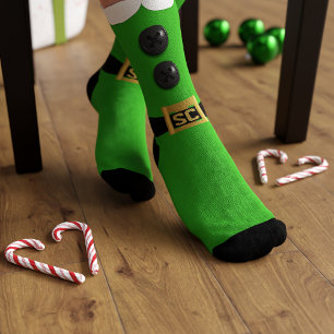 Chaussette Lutin de Noël vert Chaussettes festives vilaines e