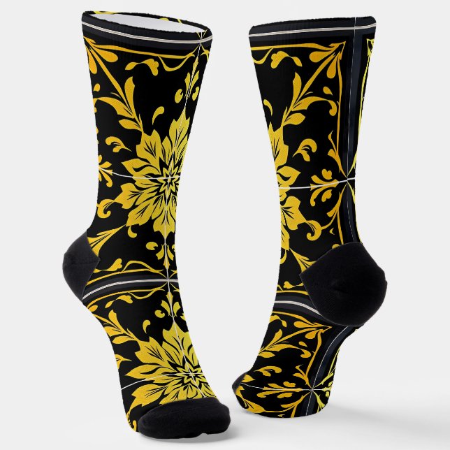 Chaussette Luxe Moderne Elégante Collection Florale (Angulaire)