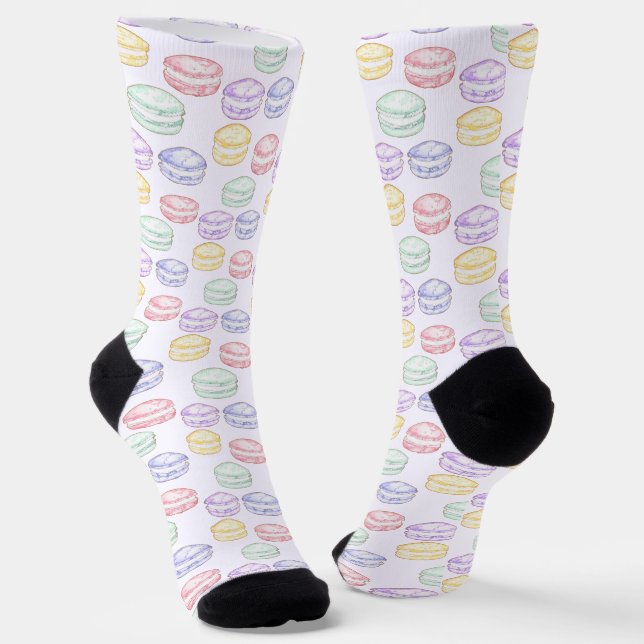 Chaussette Macarons français à l'aquarelle (Angulaire)