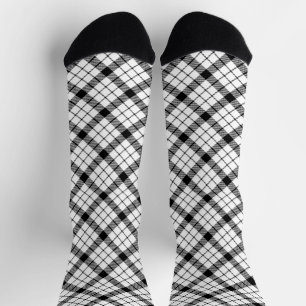 Chaussette MacFarlane tartan noir blanc carreaux