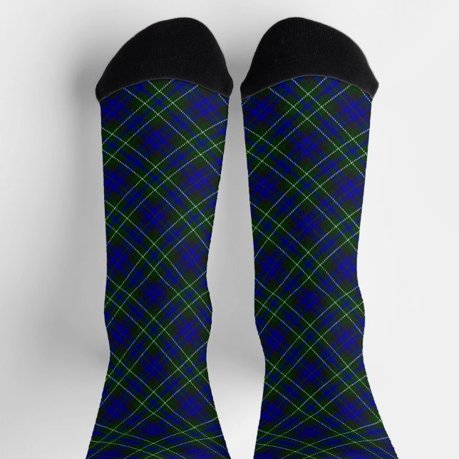 Chaussette Macneil de Colonsay tartan bleu vert plaid (Haut)