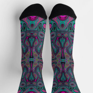 Chaussette Magenta Abstrait et Motif Super Turquoise
