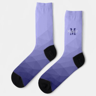Chaussette Maille violet bleu gris foncé motif Monogramme
