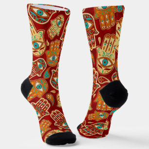 Chaussette Main de Hamsa - Main de Fatima rouge Turquoise