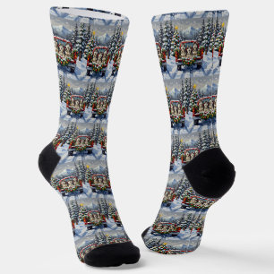 Chaussette Malamute d'Alaska camion rouge de Noël vacances