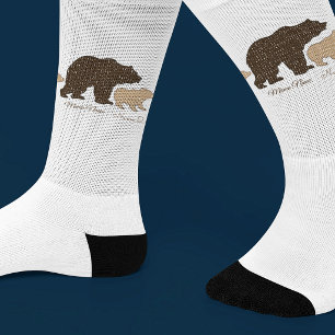 Chaussette Maman Ours Personnalisée Avec 2 Noms d'Enfants Cad