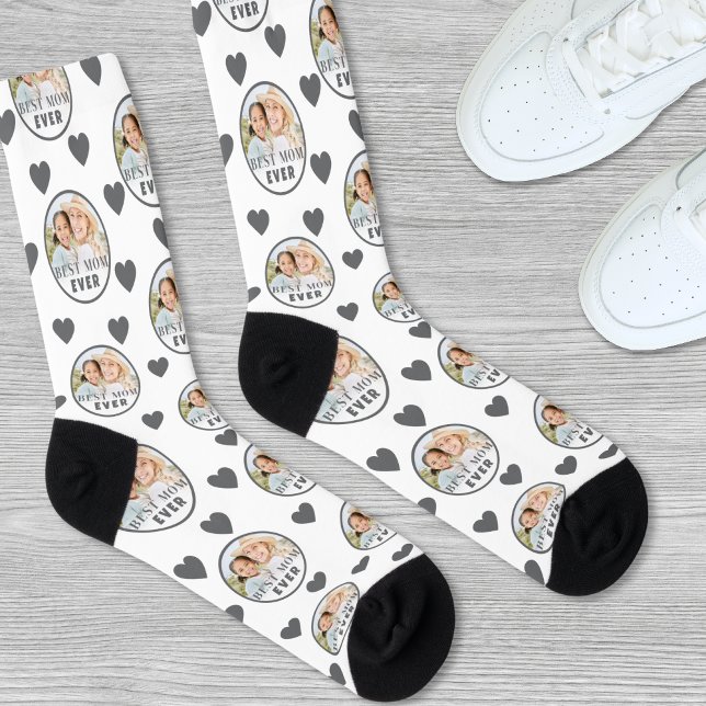 Chaussette Maman Photo personnalisée Fête des mères (Mom Custom Photo Mothers Day Socks)