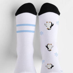 Chaussette Manchot Adorable et Dodu avec Flocons de Neige