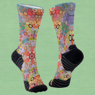 Chaussette Mandala arc-en-ciel en hexagone