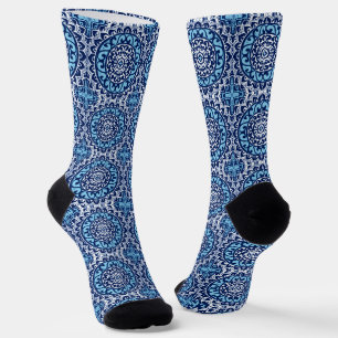 Chaussette Mandala batik soleil du Sud-Ouest, bleu marine et