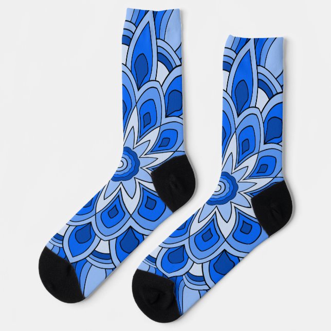 Chaussette Mandala en bleu (Gauche)