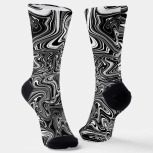 Chaussette Marbre Abstrait noir et blanc liquide