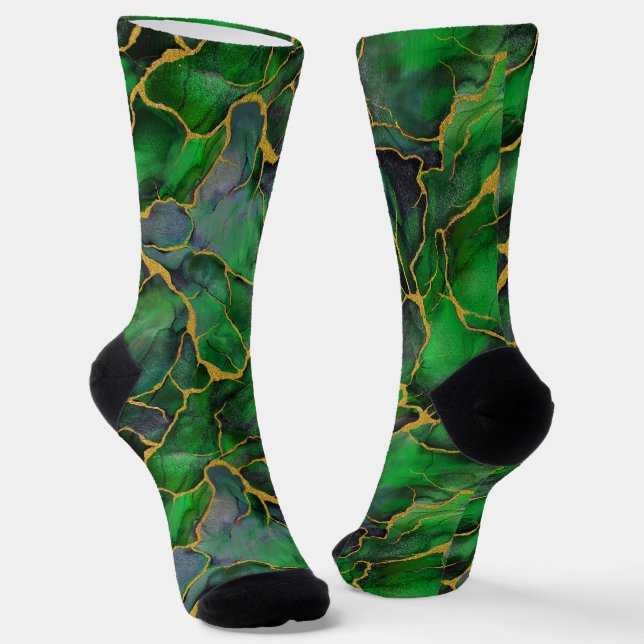 Chaussette Marbre dans les veines Emerald Green et Gold (Angulaire)