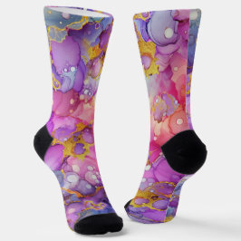 Chaussette Marbre de lavande avec or métallique