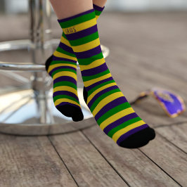 Chaussette Mardi Gras Chaussettes Gras Purple Gold et Green S