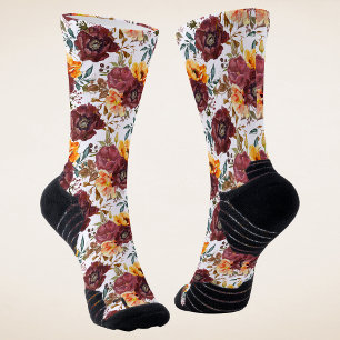 Chaussette Mariage Automnal Botanique Orange Bourgogne