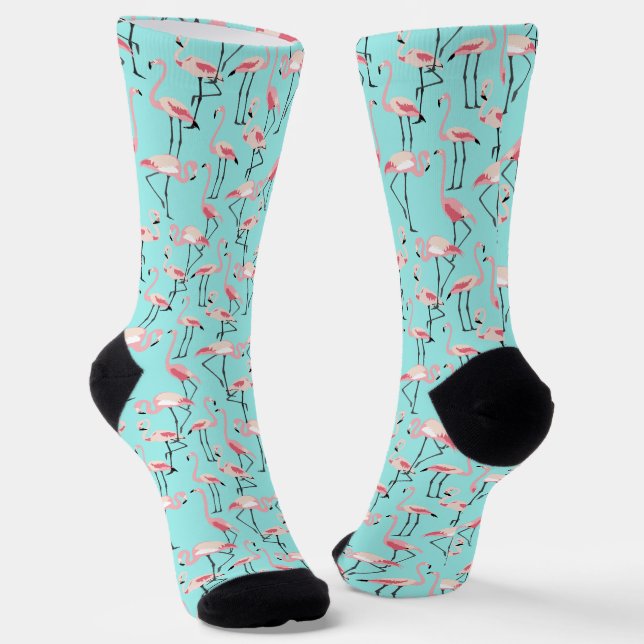 Chaussette Mariage de plage bleu rose Flamingo (Angulaire)