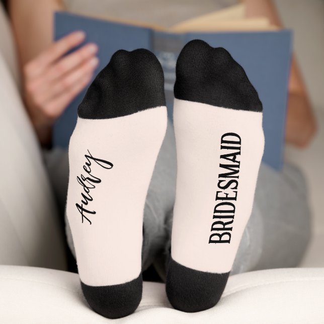 Chaussette Mariée et chambre avec Mariage Date Bridesmaid Cha (Fond)