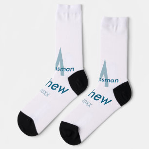 Chaussette Marine bleu groomsman nom lettre date masculin par