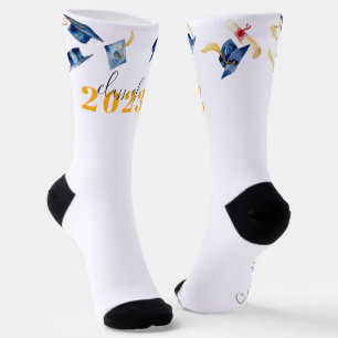 Chaussette Marine et Or   Monogramme de l'année d'études supé