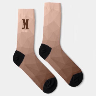 Chaussette Marron Moka motif géométrique en maille Monogramme