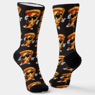 Chaussette Mascotte de tranche de pizza cool avec lunettes de