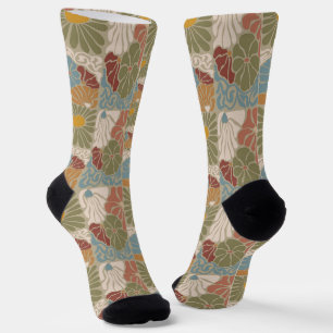 Chaussette Matisse Groovy floral  Art Nouveau 1970s Boho 