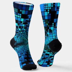 Chaussette Matrice de pixels bleus futuristes