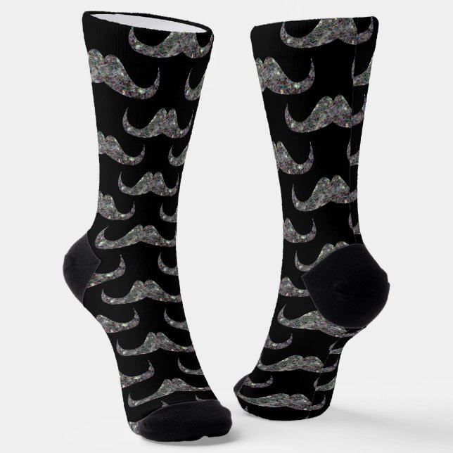 Chaussette Mauvaise parties scintillant argentée Mustache mot (Angulaire)