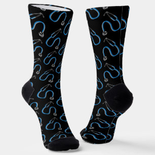 Chaussette Médecins Stéthoscope à motifs Noir Blue Clinique