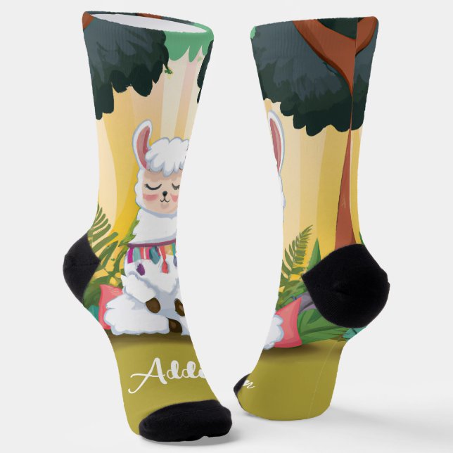 Chaussette Méditation de la llama dans la Forêt Magique (Angulaire)