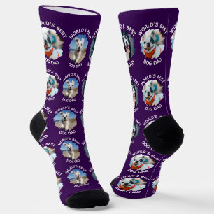 Chaussette Meilleur Chien Papa du monde - Custom 3 Photos Chi