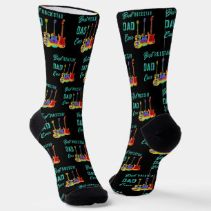 Chaussette Meilleur Papa Rockstar de Tous les Temps Guitare