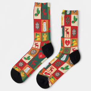 Chaussette Mélange d'art de symboles de Noël Thunder_Cove 