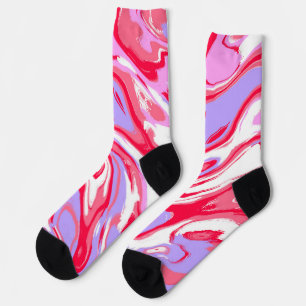 Chaussette Mélange de peinture liquide en marbre rouge rose