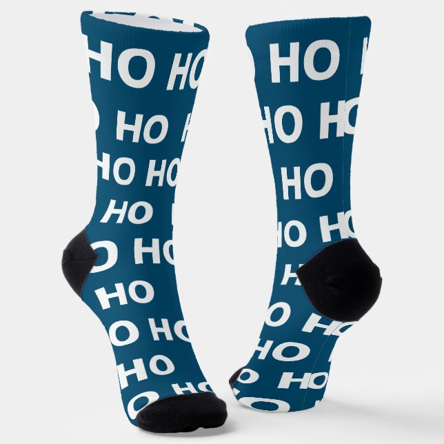 Chaussette Mens Funky Noël Ho Ho Ho Blue Novelty (Angulaire)