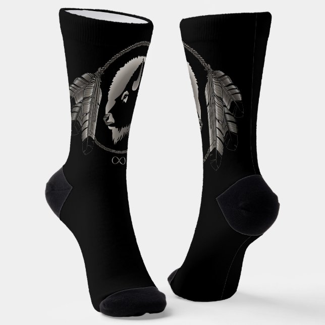 Chaussette Metis Nations Socks Native Tribal Buffalo Socks  (Angulaire)